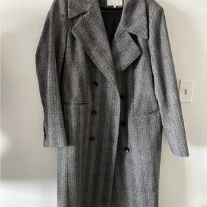 Classic Gray Double-Breasted Trench Coat
